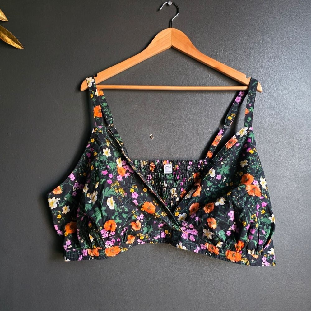 Old Navy Women’s Poplin Smocked Bralette Top Size 4x Multicolor Floral NWT